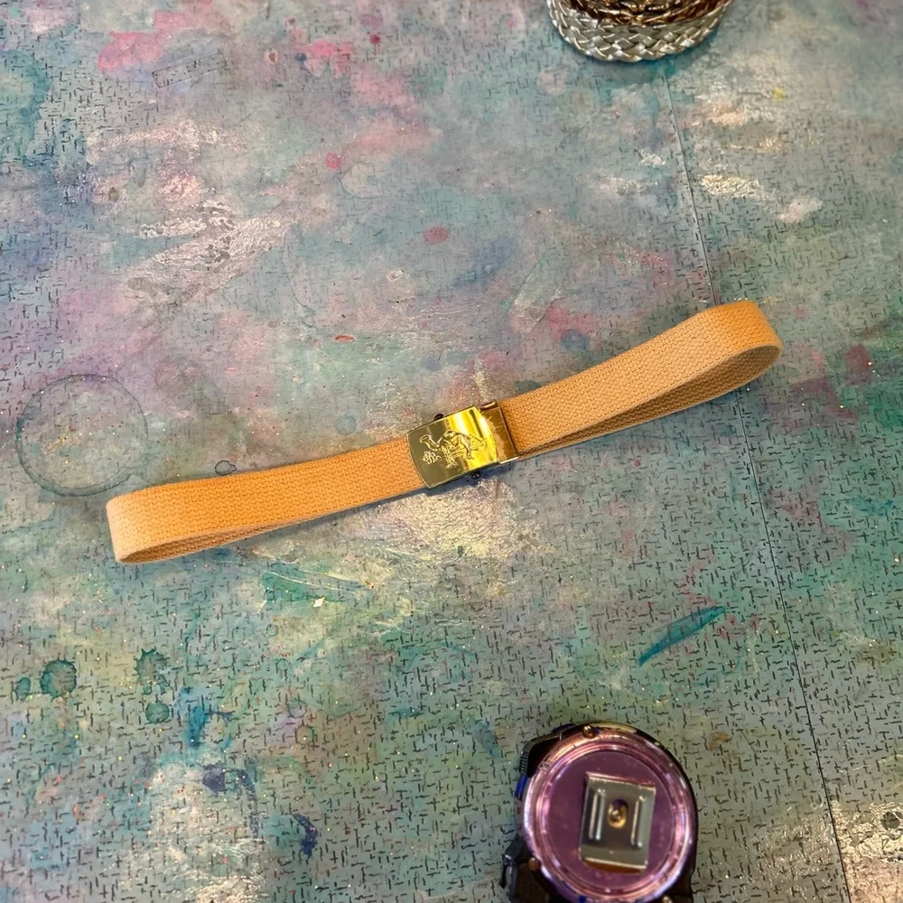 Vintage Camel Buckle Tan Belt